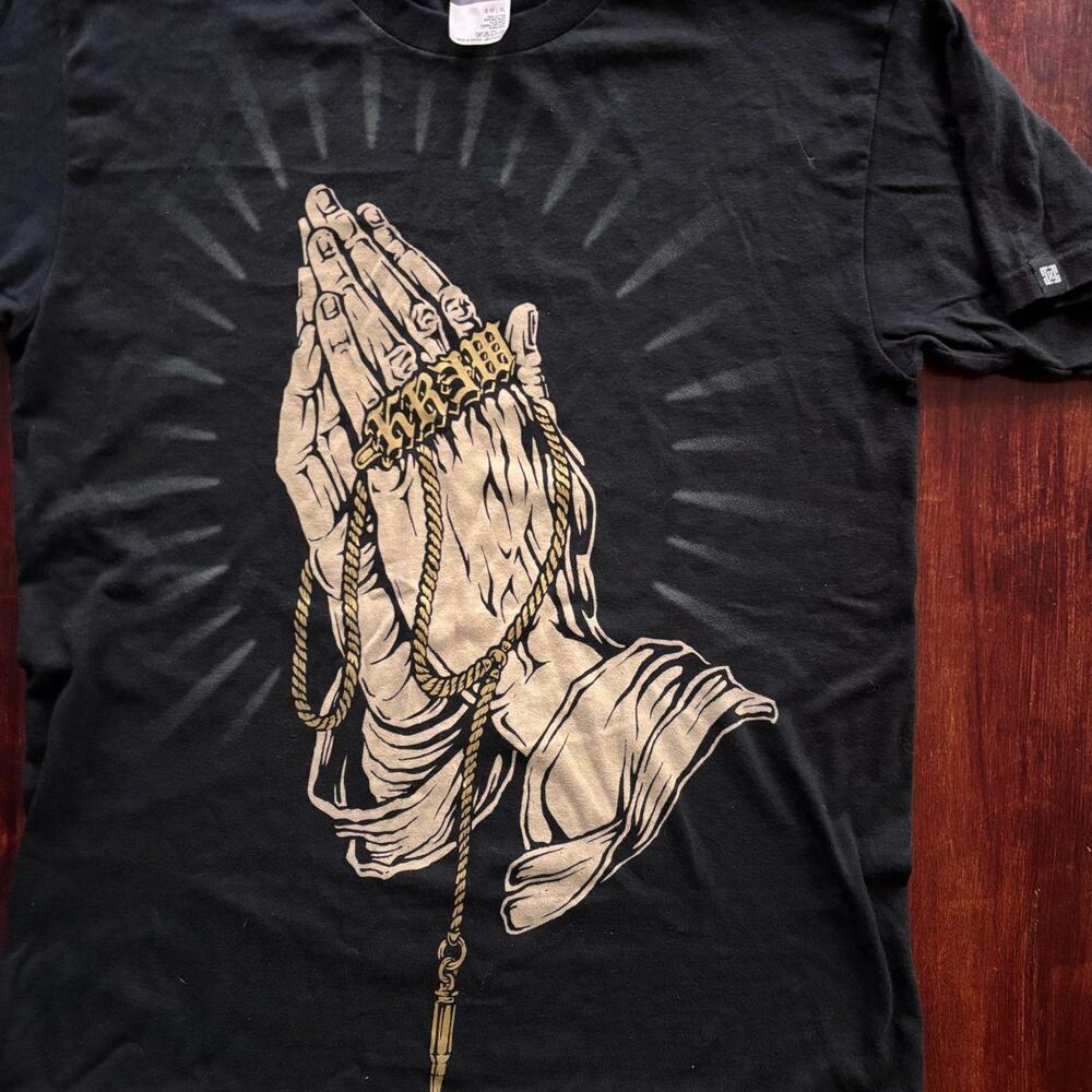 Kr3w black praying hands graphic Mens S Womens M